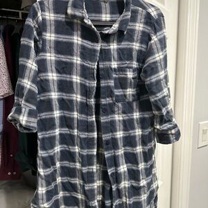 Blue and White oversized Plaid Shirt